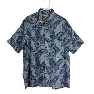 Vintage Silk Shirt Hawaiian Lightweight Fabric Linen Blend Casual Fit Size XL